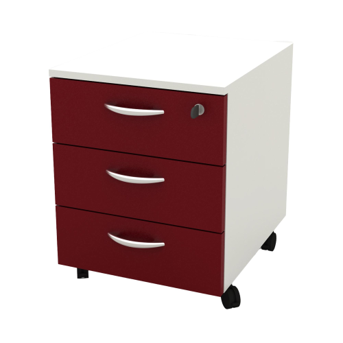 Cassettiera Rainbow - 3 cassetti - con ruote - 41 x 50 x 52,2 cm - bianco/prugna